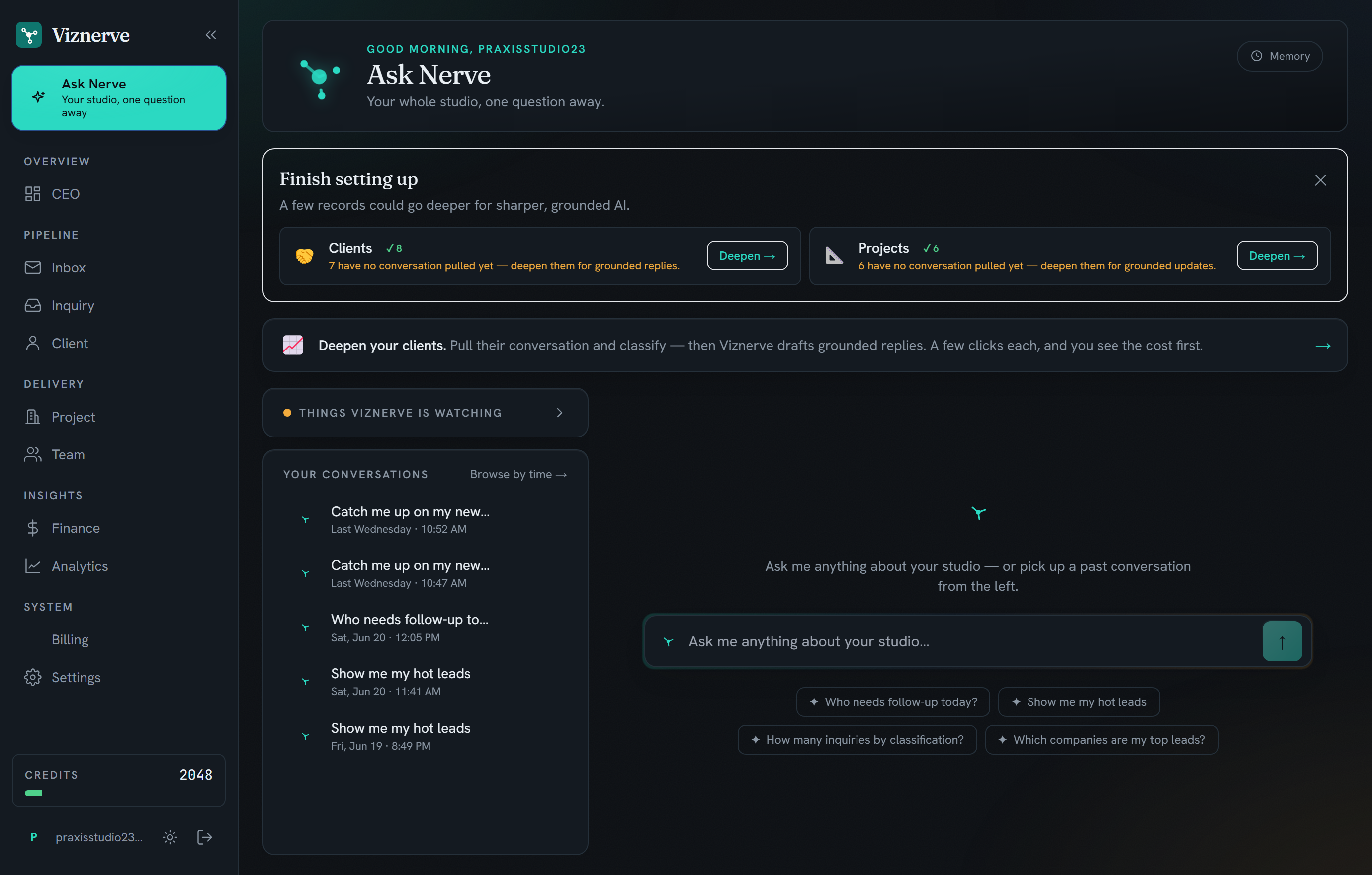 Ask Nerve answering a revenue question from real invoices